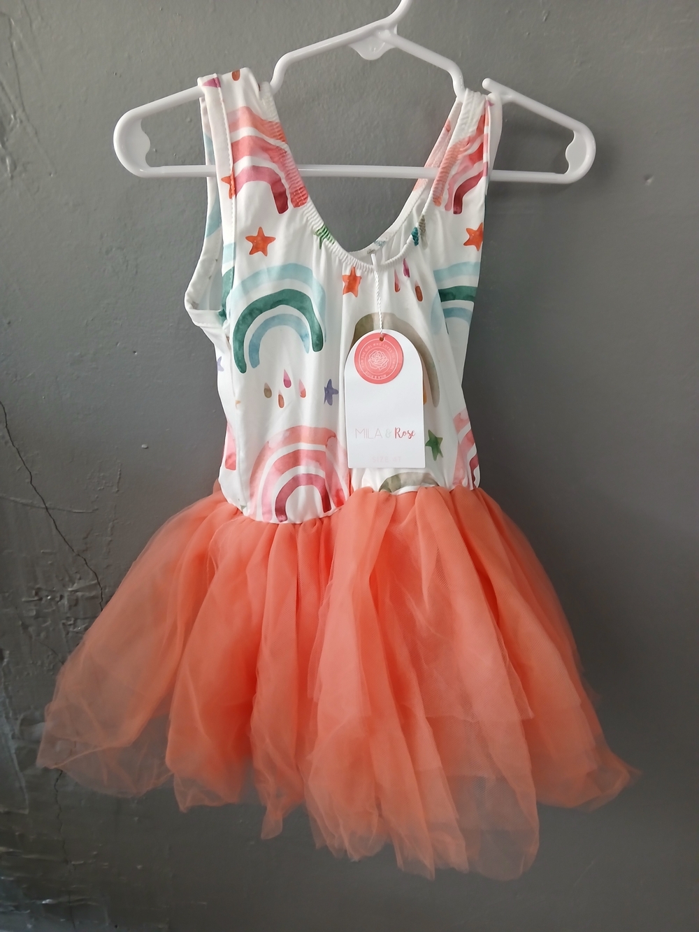 Rainbow Tank Tutu Dress in Coral Orange